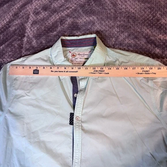 Robert Graham Jeans Mens 2XL Tailored Fit Mint Green Button Down Roll Tab Shirt - Picture 7 of 9
